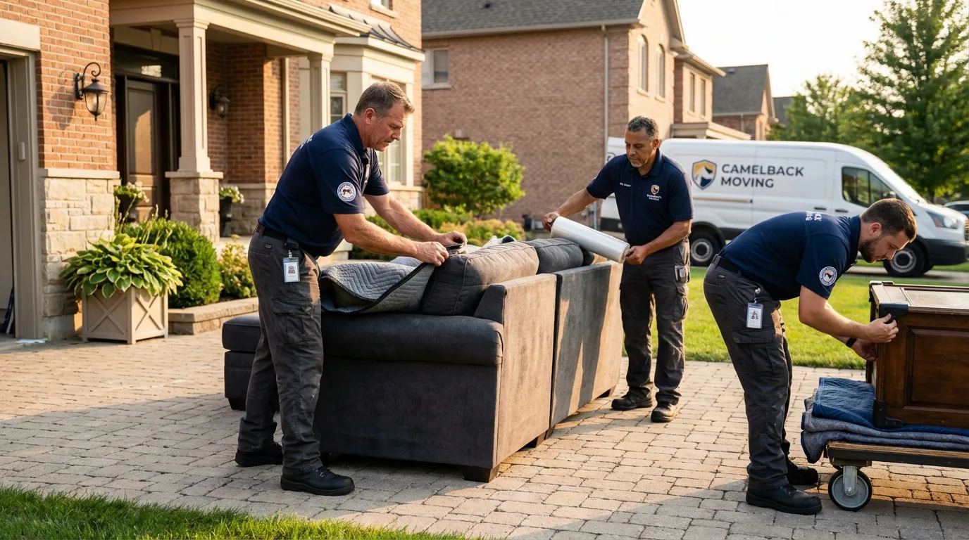 Large estate moving crew wrapping furniture in Scranton, PA